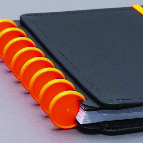 Discos y elástico naranja neon para el Cuaderno Inteligente