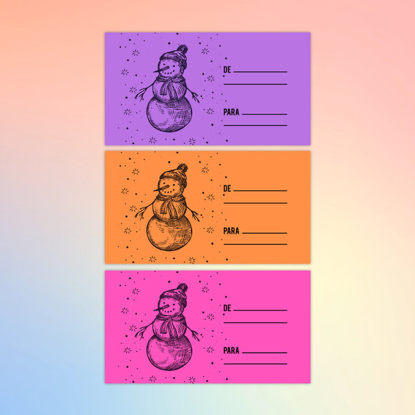 Etiqueta térmica de color muñeco de nieve para caja regalo Cuaderno Inteligente